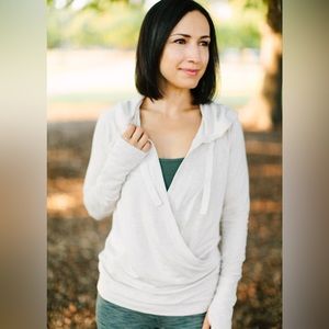 Athleta Cross Front Hoodie with Drawstring and thumb holes- Size Medium